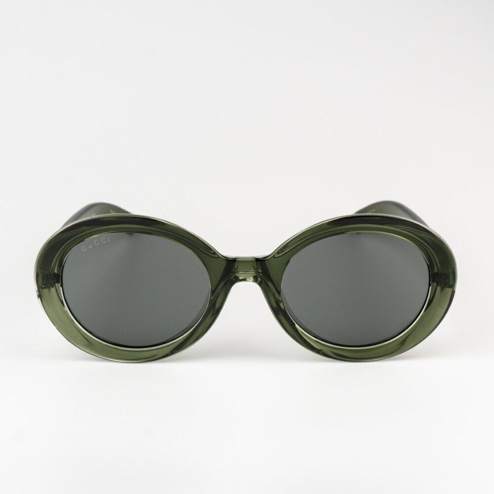 SALE! NEW Gucci GG1722SA 005 Transparent Green Smoke Grey Unisex Oval Sunglasses - Picture 5 of 12